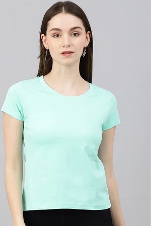 Color Capital Women Green Round Neck Cotton T-shirt