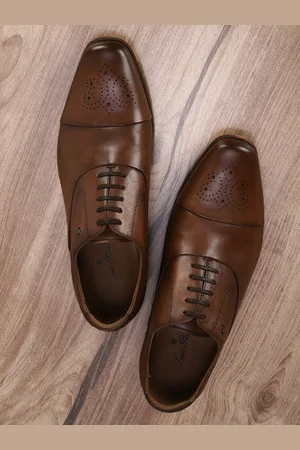 Louis Philippe Men Brown Textured Formal Derbys