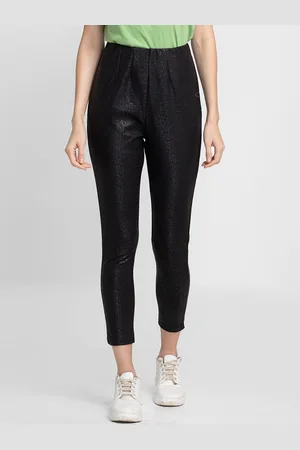 Globus Women Black Animal Printed Smart Skinny Fit High-Rise Trouser