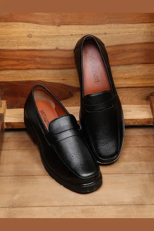 MUTAQINOTI Men Black Solid Formal Slip-On