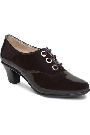 VALIOSAA Brown Block Heeled Boots