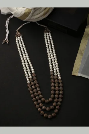 COSA NOSTRAA Men White & Brown Brass Antique Necklace