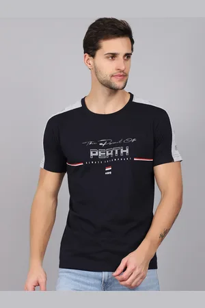 CANTABIL Men Navy Blue Typography Printed T-shirt