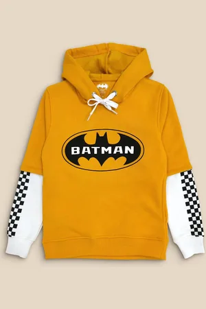 Kidsville Boys Orange Batman Printed Hooded Cotton Sweatshirt