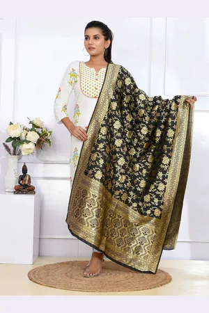 Kesarya Ethnic Motifs Woven Design Pure Silk Dupatta with Zari