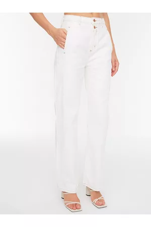 Trendyol Women White Pure Cotton Wide Leg Jeans