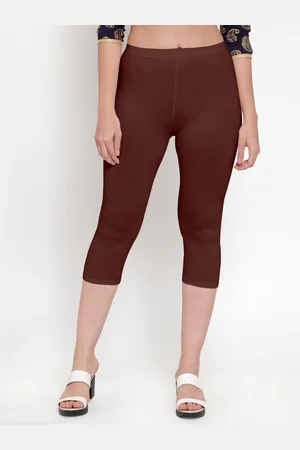 Jinfo Women Brown Cotton Lycra Capris