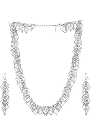 Adwitiya Collection Silver-Plated Jewellery Set