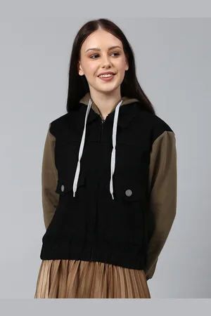 Campus Women Black Windcheater Tailored Jacket