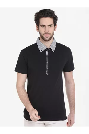 Dream of Glory Inc Men Black Polo Collar T-shirt