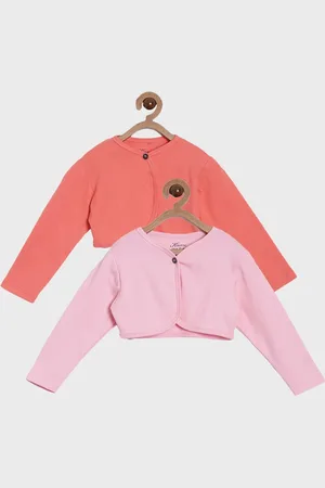 Kryptic Girls Pack of 2 Coral & Pink Pure Cotton Shrug