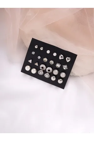 BeWitched Set Of 12 Silver-Toned Contemporary Studs