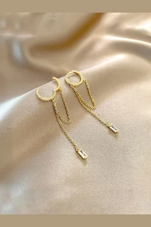 Yellow Chimes Women Gold Tone Linear Dangler Earrings