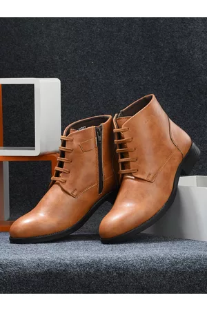 San Frissco Men Tan Solid Leather Boots