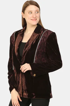 bellamia Women Brown Floral Tailored Jacket