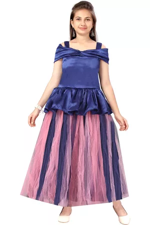 Aarika Blue Striped Fit & Flare Maxi Dress