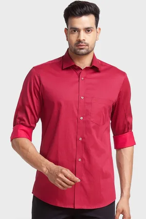 ColorPlus Men Red Organic Cotton Tailored Fit Printed Casual Shirt