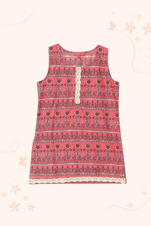 Biba Girls Pink Printed A-Line Dress
