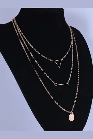 Pinapes Unisex Gold-Toned Gold-Plated Oxidised Necklace
