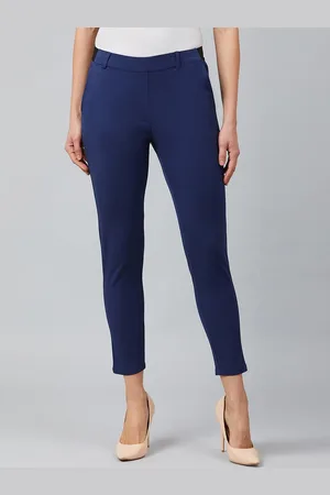 marie claire Women Blue Regular Fit Solid Regular Trousers