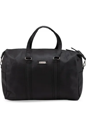 Harissons Black Textured Leather Duffel Bag