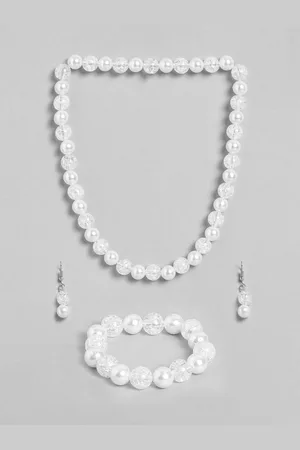 EL REGALO Girls White Beaded Jewellery Set