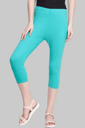 Dollar Missy Women Sea Green Solid Cotton Skinny Fit Capris