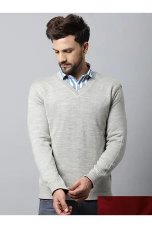 CANTABIL Men Maroon & Grey Pullover