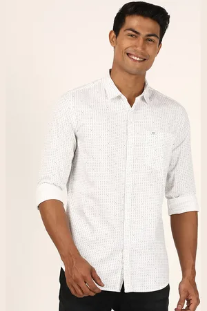 Lee Men White Slim Fit Grid Tattersall Checks Printed Cotton Casual Shirt