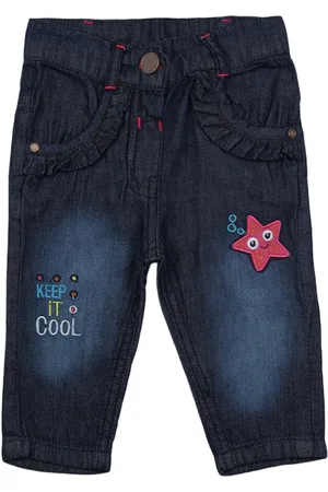 V-Mart Kids Classic Fit Light Fade Applique Cotton Jeans