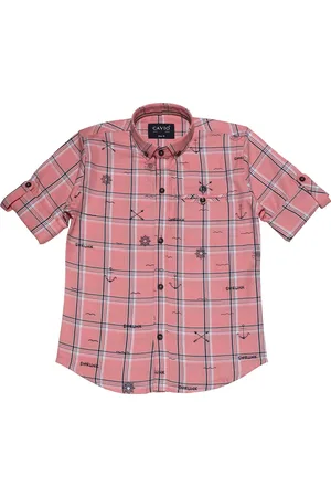 CAVIO Boys Pink Premium Checked Casual Shirt