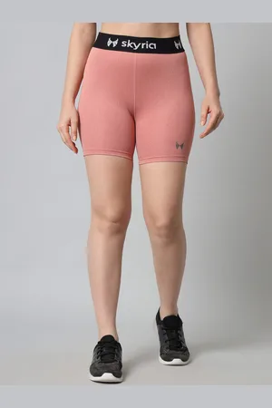 skyria Women Pink Slim Fit High-Rise Training or Gym Sports Shorts