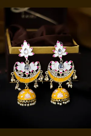 Bellofox Yellow Contemporary Jhumkas Earrings