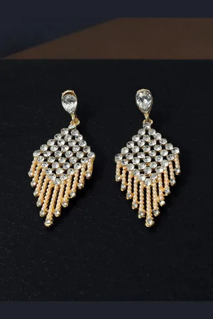 AccessHer Gold-Toned & White Gold Plated Contemporary Drop Earrings