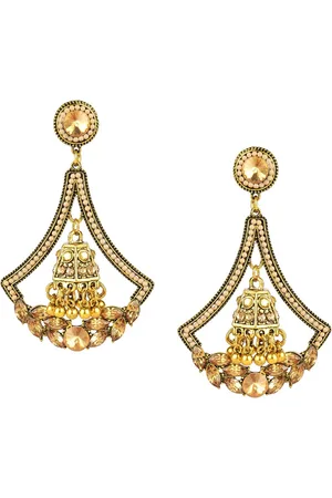 DESI COLOUR Gold-Toned Handcrafted Contemporary Drop Earrings