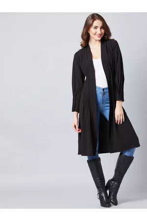 ATHENA Women Black Solid Open Front Shrug
