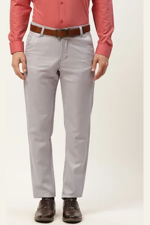 SOJANYA Men Grey Floral Smart Formal Trousers