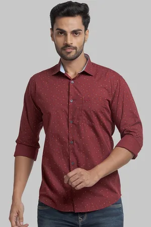 Park Avenue Men Red Slim Fit Printed Organic Cotton Casual Shirt