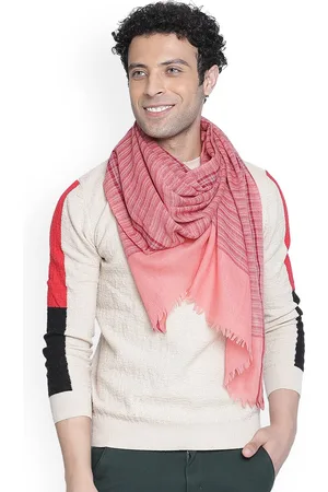 SHINGORA Men Pink Striped Woolen Mufflers
