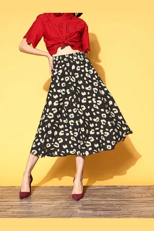 Berrylush Black Animal Printed Indie Gal Skirt