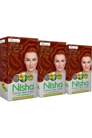 Nisha Unisex Pack of 3 Creme Hair Color 120gm each- Copper Red