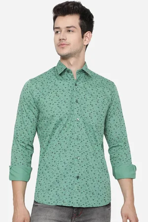 Greenfibre Men Green Slim Fit Floral Printed Casual Shirt
