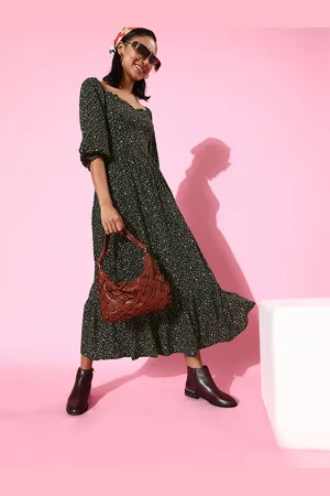 Sera Women Stylish Black Ethnic Motifs Dress