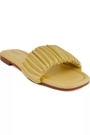 Scentra Women Yellow Open Toe Flats