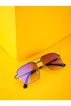 Carlton London Men Clear Lens & Silver-Toned Rectangle Sunglasses with UV Protected Lens