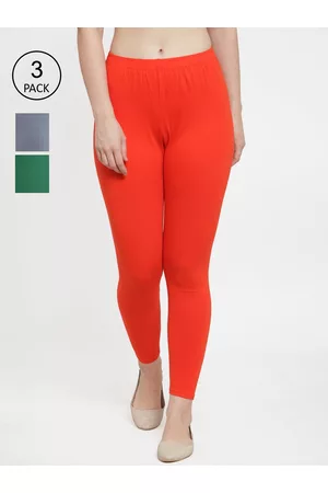 GRACIT Women Pack Of 3 Solid Ankle Length Super Combed Cotton Lycra Leggings