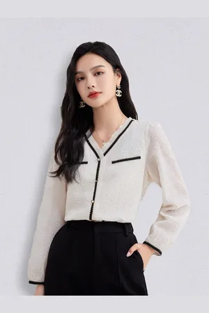 JC Collection Women Off White Solid Polyester Shirt Style Top