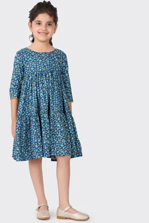 Fabindia Girls Floral Printed Empire Dress