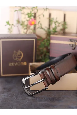ZEVORA Men Brown Textured Genuine Leather Belt