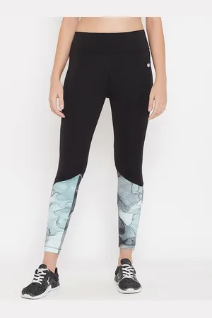 Clovia Snug Fit Active Marble Print Tights